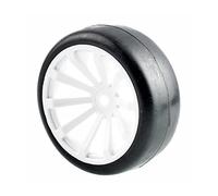 Yurefax Lot de 4 pneus Course Plats avec décalage Roue 6 mm, for HSP, for HPI, 1.10 Voiture Tout-Terrain Pneus pour Voitures télécommandées(White Wheel)