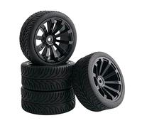 Yurefax Lot de 4 pneus Course Plats avec décalage Roue 6 mm, for HSP, for HPI, 1.10 Voiture Tout-Terrain Pneus pour Voitures télécommandées(601-8007)