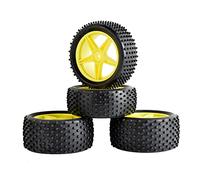 Yurefax Lot de 4 pneus en Caoutchouc ABS, 2 Roues Avant et 2 Roues arrière, for HSP, 1:10 Buggy RC 66010-66030 Pneu pour Voiture télécommandée(Yellow)