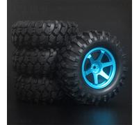 Yurefax Lot de 4 pneus voiture tout-terrain 1/10 1,9 pouces en caoutchouc super doux 96 mm avec jante métal, for Tamiya, CC01 D90 110 Ensemble de remplacement de pneus de voiture Rc(Blue)