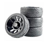 Yurefax Lot de 4 Roues à pneus Flamme, for HSP, for HPI Racing, 1/10 1:10 on-Road Car RC Rim06-6084 Pneu pour Voiture télécommandée(Rim06H-6084)