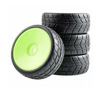 Yurefax Pneus 4P avec Roue en éponge, for HSP, for HPI, 1/10 1.10 Voiture de Tourisme sur Route Pneus pour Voitures télécommandées(Green Wheel)