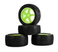 Yurefax Pneus en Caoutchouc ABS WheeI 2 Avant 2 arrière, for HSP, 1:10 Buggy RC 66041-66051 Pneu pour Voiture télécommandée(Green)