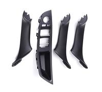 Yurefax Poignées de portières intérieures 4 pièces/ensemble panneau de cadre de bouton de commutation de lève-vitre de poignée d'accoudoir de porte intérieure de voiture, for BMW(Schwarz)