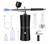 Yurhuit Kit aérographe avec compresseur, kit aérographe haute pression, sans fil, rechargeable, sans obstacle, pour peinture de maquillage et décoration des ongles