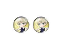 Yuri on Ice Boucles d'oreilles rondes faites à la main en forme de dôme en verre avec photo imprimée, nan