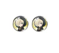 Yuri on Ice Boucles d'oreilles rondes faites à la main en forme de dôme en verre avec photo imprimée, nan