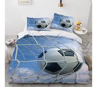 YURKO 200X200Cm Housse De Couette 200X200 Enfant Garçon avec 2 Taies d'oreiller 65X65Cm Pas De Repassage Foot Football Housse De Couette 2 Personnes Polyester Coton