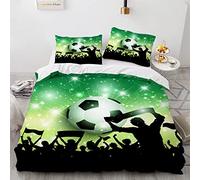 YURKO 220X240 Cm Parure De Lit 2 Personnes Pas De Repassage Foot Football Housse Couette 240X220 Polyester Coton avec 2 Taies d'oreiller 65X65Cm