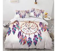 YURKO 240X260Cm Parure De Lit 240X260 Adulte avec 2 Taies d'oreiller 65X65Cm Pas De Repassage Attrape Reve Attrape Rêves House De Couette Polyester Coton
