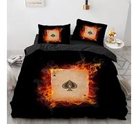 YURKO House De Couette Poker Pas De Repassage Polyester Coton Housse De Couette 220X240 Enfant Fille 220X240 Cm avec 2 Taies d'oreiller 65X65Cm