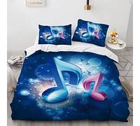 YURKO Housse Couette 220X155 155X220Cm Pas De Repassage Polyester Coton Parure Lit 1 Personne Fille Musique avec 2 Taies d'oreiller 65X65Cm