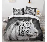 YURKO Housse Couette 260X240 240X260Cm Pas De Repassage Polyester Coton Parure Housse De Couette Tigre Animaux avec 2 Taies d'oreiller 65X65Cm