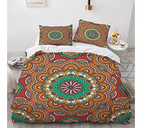 YURKO Housse De Couette 200X140 Boheme Bohème avec 2 Taies d'oreiller 65X65Cm Polyester Coton Parure Lit Enfant Pas De Repassage 140X200Cm