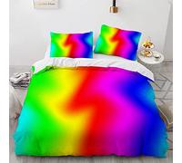 YURKO Housse De Couette 240X260 Enfant Arc en Ciel avec 2 Taies d'oreiller 65X65Cm Polyester Coton Parure Lit Pas De Repassage 240 X 260 Cm