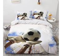 YURKO Parure De Lit 2 Personnes Fille Foot Football Polyester Coton Housse De Couette 200X200 Enfant Fille Pas De Repassage avec 2 Taies d'oreiller 65X65Cm 200X200 Cm