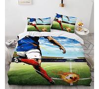 YURKO Parure De Lit 200X200 Fille Foot Football avec 2 Taies d'oreiller 65X65Cm Polyester Coton Parure De Lit 2 Personnes Pas De Repassage 200 X 200 Cm