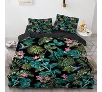 YURKO Parure De Lit 220X240 Garcon 220X240Cm Pas De Repassage Polyester Coton Housses De Couettes Enfants Tropical Tropicale Tropique Jungle Tropicale Forêt avec 2 Taies d'oreiller 65X65Cm