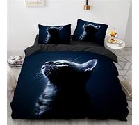 YURKO Parure Housse Couette 200X200 200X200 Cm Pas De Repassage Polyester Coton House De Couette Chat Animaux avec 2 Taies d'oreiller 65X65Cm