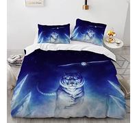 YURKO Parure Housse Couette 220X240 220X240 Cm Pas De Repassage Polyester Coton Parure De Lit 2 Personnes Fille Tigre Animaux avec 2 Taies d'oreiller 65X65Cm