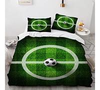 YURKO Polyester Coton Housse De Couette 2 Personnes Enfant Foot Football 220 X 240 Cm avec 2 Taies d'oreiller 65X65Cm Parure De Lit 220X240 Ado Fille Pas De Repassage