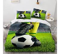 YURKO Polyester Coton Housse De Couette 200X200 Adulte Foot Football Pas De Repassage Parure Housse De Couette 200X200 Cm avec 2 Taies d'oreiller 65X65Cm