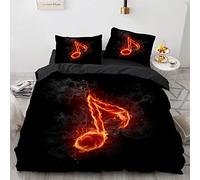 YURKO Polyester Coton Housse De Couette Ado Musique 140X200Cm avec 2 Taies d'oreiller 65X65Cm Parure De Lit 140X200 Fille Pas De Repassage