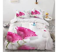 YURKO Polyester Coton Housse De Couette Garcon avec des Roses Rouges 220 X 240 Cm avec 2 Taies d'oreiller 65X65Cm Parure De Lit 220 X 240 Pas De Repassage