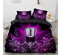 YURKO Polyester Coton Parure De Lit Enfant 200X200 Musique Pas De Repassage Parure De Lit Pas Cher 200 X 200 Cm avec 2 Taies d'oreiller 65X65Cm