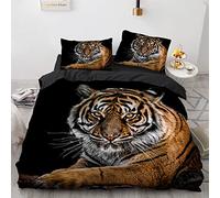 YURKO Polyester Coton Parures De Lit Tigre Animaux 240X260Cm avec 2 Taies d'oreiller 65X65Cm Housse De Couette 240X260 Adulte Pas De Repassage