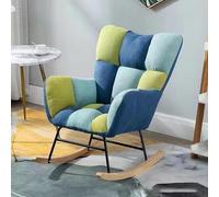 Yurlidar Fauteuil à Bascule pour Chambre d'enfant, Fauteuil à Bascule Rembourré avec Dossier Haut Ergonomique, Pieds en Bois D'HéVéA, Fauteuil D'Appoint Confortable pour Salon Et Chambre.