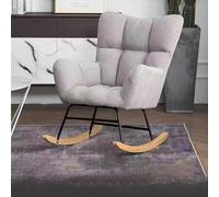Yurlidar Fauteuil à Bascule pour Chambre d'enfant, Fauteuil à Bascule Rembourré avec Dossier Haut Ergonomique, Pieds en Bois D'HéVéA, Fauteuil D'Appoint Confortable pour Salon Et Chambre.