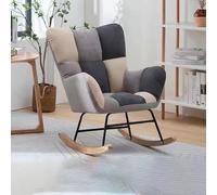 Yurlidar Fauteuil à Bascule pour Chambre d'enfant, Fauteuil à Bascule Rembourré avec Dossier Haut Ergonomique, Pieds en Bois D'HéVéA, Fauteuil D'Appoint Confortable pour Salon Et Chambre.