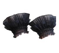 Yurosiay 1 paire de manchettes en dentelle stretch pour femme - Courtes - Volants - Manchettes en dentelle Lolita - Faux manches - Élégant - En mousseline de soie - Noir