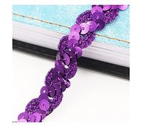 Yurosiay 10 m × 1,5 cm - Ruban à paillettes tressé brillant - Ruban décoratif à paillettes - Multicolore - À coudre - Pour bricolage, couture, artisanat - Violet foncé
