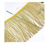 Yurosiay 10 m × 20 cm - Frange à franges en soie - Longue bordure à franges - Pour couture, danse, franges latines - Pour bricolage, bricolage, vêtements, doré