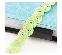 Yurosiay 15 m × 1,5 cm - Ruban à paillettes tressé brillant - Ruban décoratif à paillettes - Multicolore - À coudre - Pour bricolage, couture, artisanat - Vert clair