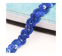 Yurosiay 15 m × 1,5 cm - Ruban à paillettes tressé brillant - Ruban décoratif à paillettes multicolore - À coudre - Pour bricolage, couture, artisanat, bleu foncé