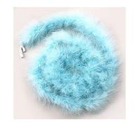 Yurosiay 2 m × 8 cm - Boa en plumes de dinde naturelles multicolores - 16 g - Guirlande moelleuse faite à la main - Pour travaux manuels, couture - Bleu clair