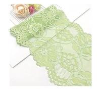 Yurosiay Bordure en dentelle élastique multicolore 1 yard × 16 cm - Broderie florale - Tissu en dentelle à coudre - Élastique - Ruban décoratif en dentelle pour vêtements et lingerie - Vert