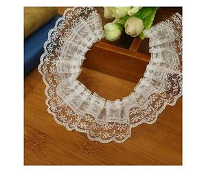 Yurosiay Bordure en dentelle plissée en organza - Largeur : 4,5 cm - Longueur : 5 m