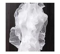 Yurosiay Bordure plissée en organza - 12 cm de large - Bordure à volants, bordure à volants, tissu en dentelle multicolore pour robe à coudre - Blanc