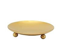 Yurosiay Bougeoir en fer - Bougeoir pointu - Bougeoir en cire - Soucoupe à bougie - Assiette de mariage - Plateau décoratif pour fête de famille, mariage, église et prière - Doré