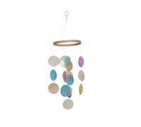 Yurosiay Carillon éolien en coquillage naturel nacré multicolore 12 x 45 cm Petit Capiz Coquillage Carillon éolien fait à la main Carillon éolien Décoration à suspendre Simple Carillon éolien pour