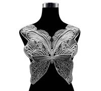Yurosiay Col en dentelle creuse brodée pour femme - Col en dentelle - Col en dentelle - À coudre - Pour robe DIY - Blanc