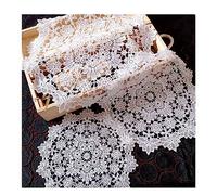 Yurosiay Eustoma Lot de 2 napperons en dentelle blanche vintage ronds faits à la main - Élégant motif floral brodé - Nappe ronde - 40 cm