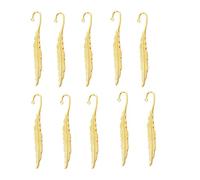 Yurosiay Lot de 10 marque-pages vierges en métal vintage en forme de plume - Accessoires DIY - Avec trou - Plumes - Métal - Bricolage pour marque-pages - Fabrication de bijoux - Doré