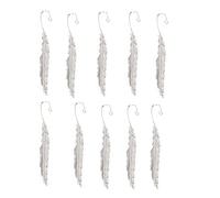 Yurosiay Lot de 10 marque-pages vierges en métal vintage en forme de plume - Accessoires DIY - Avec trou - Plumes - Métal - Bricolage pour marque-pages - Fabrication de bijoux - Argenté