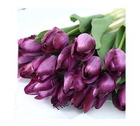 Yurosiay Lot de 10 tulipes artificielles comme de vraies tulipes artificielles au toucher réel - Tulipes en soie - Tulipes décoratives - Pour mariage, maison, fête, bureau - Violet