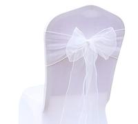 Yurosiay Lot de 100 nœuds pour housses de chaise - 18 x 275 cm - En organza - Élégantes - Pour mariage, fête, anniversaire, hôtel, banquet - Blanc